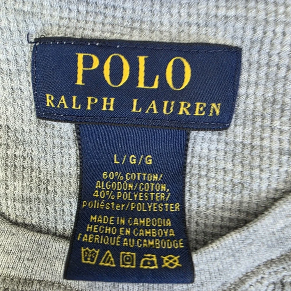 Polo Ralph Lauren Men's Large Gray‎ Light Thermal Body Jersey Knit Sleeve Shirt